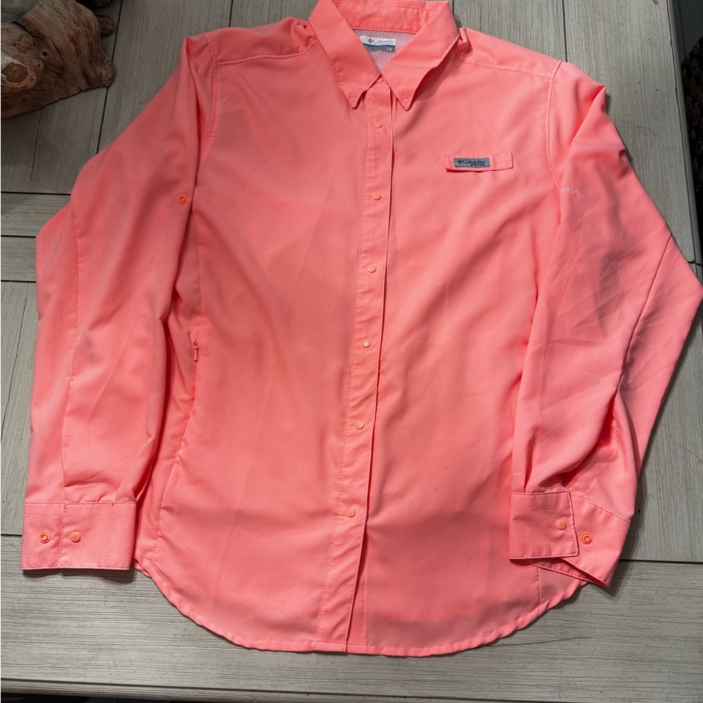 Columbia Pink Button Down Shirt Long Sleeve